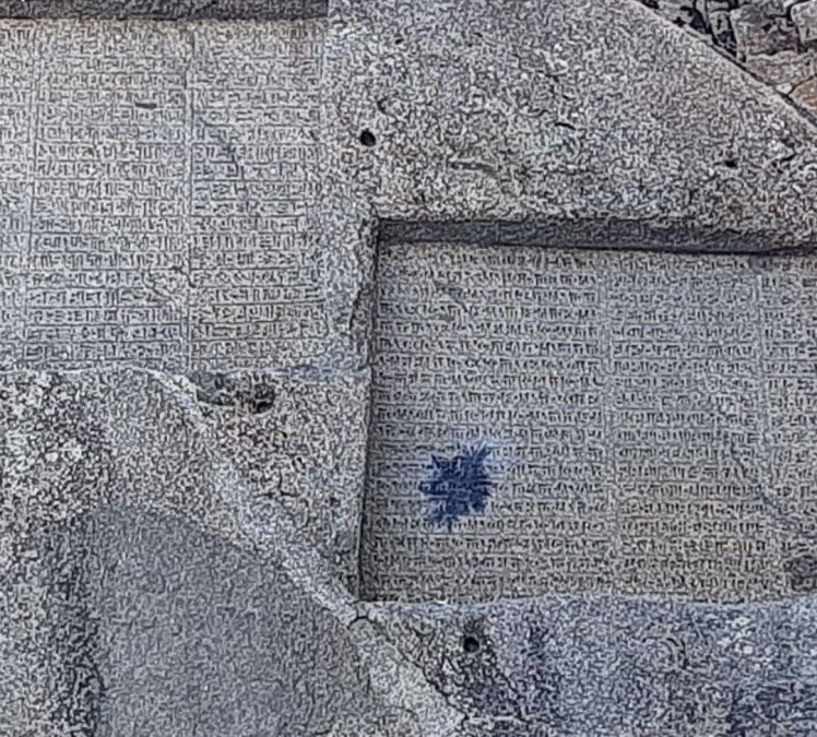Damage from Grenade on Ganjnameh Inscriptions in Hamedan
