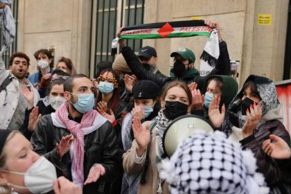 Protest Gathering of Pro-Palestinian Students at the Paris Institute of Political Studies