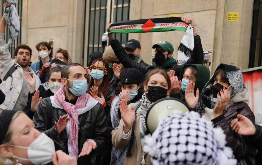 Protest Gathering of Pro-Palestinian Students at the Paris Institute of Political Studies
