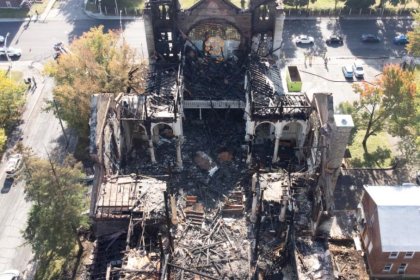 Fire in Historic Church in Quebec, Canada