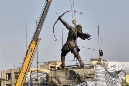 The creator of the Arash Kamangir statue said it was rejected because the six-pack is considered provocative